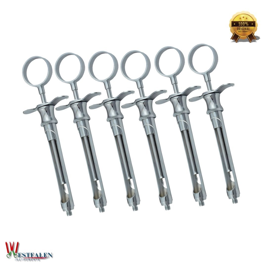 Pack of 6 Dental Anesthetic Syringe Self-Aspirating 1.8CC Stainless Steel