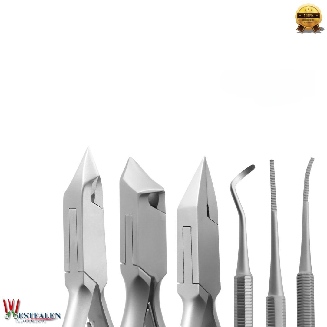 WESTFALENINSTRUMENTE 5-Piece Podiatry Tool Kit – Professional Toenail Nippers, Cuticle Trimmer, Blacks File & Probe – Reusable and Autoclavable Foot Care Set - Image 2