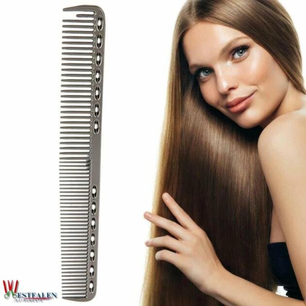 Professional Aluminum Tail Cutting Comb – Anti-Static Metal Hairdressing Comb for Salon & Home Use (Black)