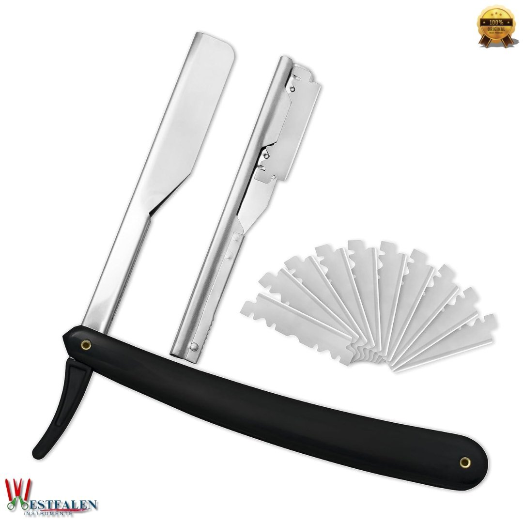 Professional Barber Straight Edge Razor with 10 Blades – Manual Shaver, Salon Quality Grooming Tool - Image 3