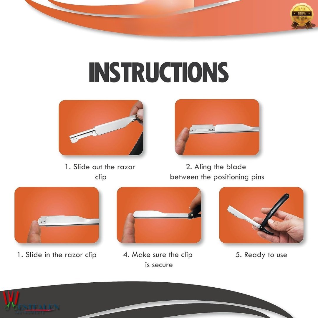 Professional Barber Straight Edge Razor with 10 Blades – Manual Shaver, Salon Quality Grooming Tool - Image 4