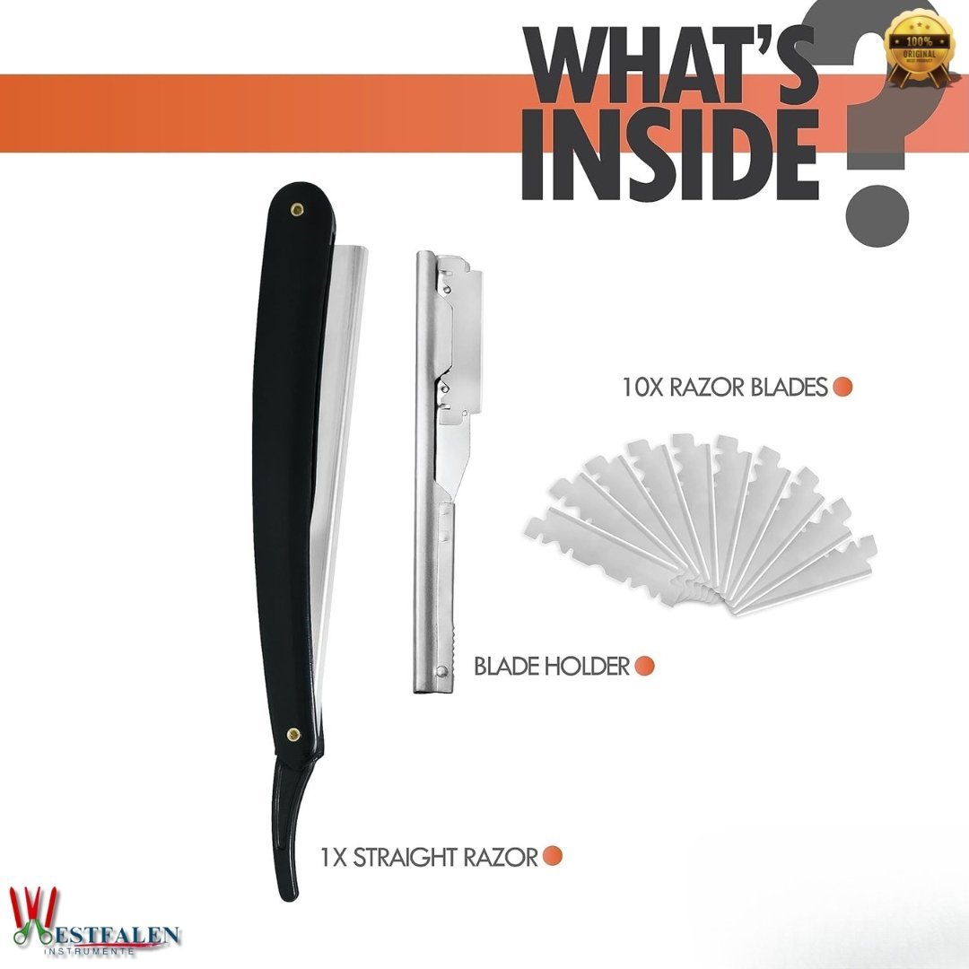 Professional Barber Straight Edge Razor with 10 Blades – Manual Shaver, Salon Quality Grooming Tool - Image 5