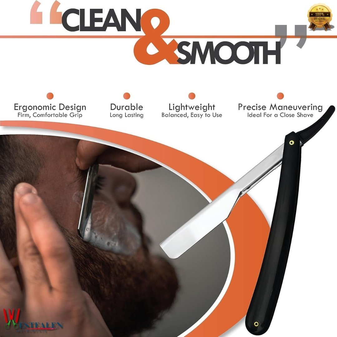 Professional Barber Straight Edge Razor with 10 Blades – Manual Shaver, Salon Quality Grooming Tool - Image 7