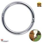 Stainless Steel Cow Nose Ring – Silvery Hinged Bull Ring for Livestock Management and Veterinary Applications