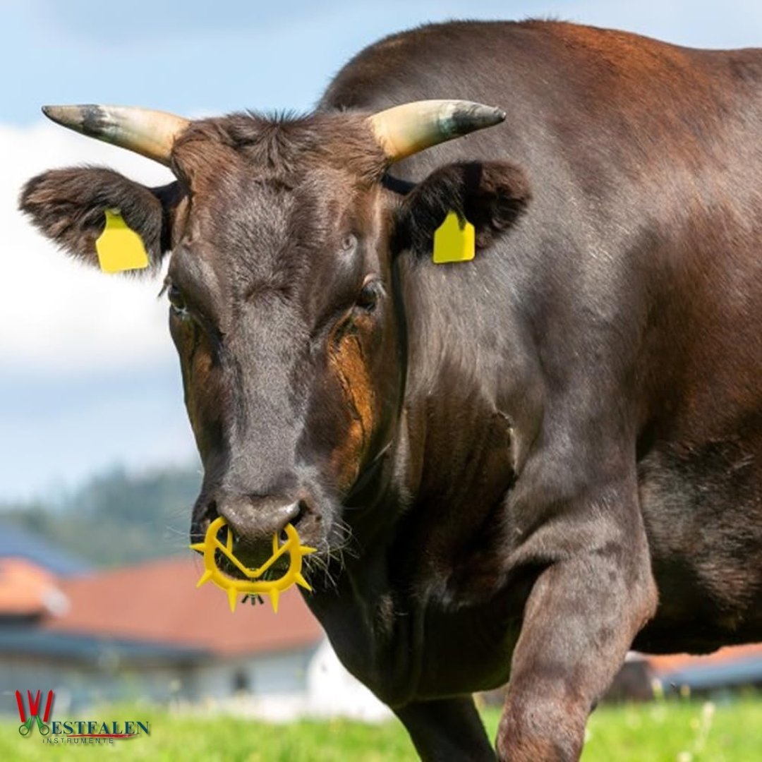 Westfaleninstrumente Yellow Plastic Calf Weaner – Cow Nose Thorn Milk Sucking Preventer Nose Ring for Calves, Heifers & Livestock - Image 3
